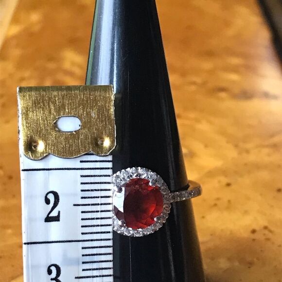 Natural Hessonite Garnet Sterling Silver Ring Size 9 - Picture 6 of 8